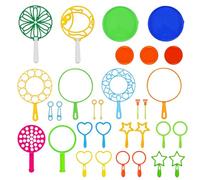 Bubble Wands - 31 PCS Giant Bubble Wand Set with Large, Medium & Small Wands and Trays, Outdoor Bubble Kit for Parties, Birthdays, Beach, Park & Backyard Fun, Colourful Floating Bubbles Play Set