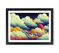 Bubblegum Clouds Vol.2 Framed Print | A2 Black Framed Wall Art | Ready to Hang | Modern Landscape Picture | Living Room Bedroom Lounge Office