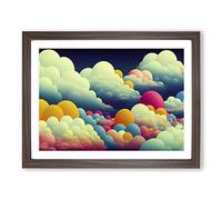 Bubblegum Clouds Vol.2 Framed Print | A2 Walnut Framed Wall Art | Ready to Hang | Modern Landscape Picture | Living Room Bedroom Lounge Office