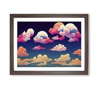 Bubblegum Clouds Vol.3 H1022 Framed Print for Living Room Bedroom Home Office Décor, Wall Art Picture Ready to Hang, Walnut A2 Frame (64 x 46 cm)