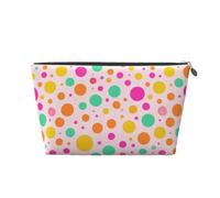 Bubblegum Dot Leather Travel Makeup Bag-Waterproof Cosmetic Pouch