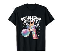 Bubblegum Giraffe Funny Colorful Cartoon Design T-Shirt