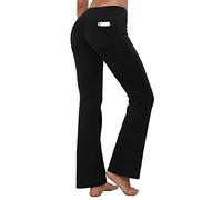 BUBBLELIME 29"/31"/33"/35" 3 Styles Women High Waist Bootcut Yoga Pants Basic/Back Pocket/Straight Leg Soft Workout Flare - Black - Small