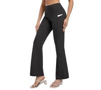 BUBBLELIME 29"/31"/33"/35" 3 Styles Women's Bootcut Yoga Pants Basic/Back Pockets High Waist Workout Tummy Control Flare, Bootleg Side Pockets_black, XXL