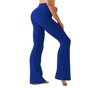 BUBBLELIME 29"/31"/33"/35"/37" 3 Styles Women's High Waist Bootcut Yoga Pants Basic/Out Pockets Workout Flare Tummy Control, Basic Nylon_bright_blue, M
