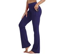 BUBBLELIME 29"/31"/33"/35"/37" 3 Styles Women's High Waist Bootcut Yoga Pants Basic/Side Pockets Tummy Control Workout Flared, Compression Feel Side Pockets_royal_blue, M