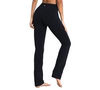 BUBBLELIME 29"/31"/33"/35"/37" Women's High Waist Straight Leg Yoga Pants Tummy Control Workout Pants with Pockets, Straight Leg_black, M