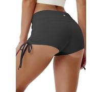 BUBBLELIME Stretch Sexy Booty Yoga Shorts for Women Adjustable Side Ties Running Shorts Fitness Workout Wicking Tummy Control, Adjustable Side Ties Shadowcharcoal, S