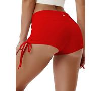 BUBBLELIME Stretch Sexy Booty Yoga Shorts for Women Exercise Adjustable Side Ties Running Shorts Fitness Workout Wicking Tummy Control, Adjustable Side Ties Scarlet(1), M