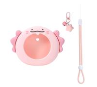 BUBBLELOGUS Cute Protective Case for GO Plus+, Soft Silicone Cover Shell with Heart-Shaped Charm and Adjustable Wrist Strap - Pink Axolotls
