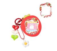BUBBLELOGUS Strawberry Bubble Protective Case for Tamagotchi Uni, Soft TPU Silicone Cover with Faceplate & Charms Set, Anti-Scratch & Waterproof (Red)