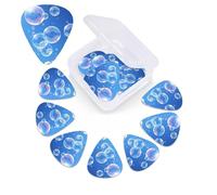bubbles blue sky Guitar Picks 12 Pack Plectrums with Organizer Box, 3 Different Thickness Includes Thin Medium Heavy Picks
