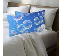 Bubbles Blue Sky Microfiber Pillow Cases Set of 2,Comfort Ultra Soft Throw Pillow Cover Farmhouse Decorative Pillow Cases with Hidden Zipper for Sofa Couch Bed Standard Queen Size 20x30in