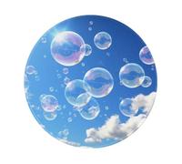 Bubbles Blue Sky Mouse Pad 8x8 in Customized Round Mousepad | Small Portable, Non-Slip Rubber Base, With Stitched Edge, Washable Desktop Protection Mouse Mat For Desk, Laptop, Office
