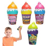 Bubbles for Kids, Ice Cream Bubble Bottles Set, 4 Piece Portable Non Spill Toddler Toy for Educational, 2.36x2.36x3.94 Inches, Travel, Beach, Backyard, Outdoor Activity