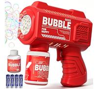 Bubbles Maker, Machine Gun Blaster, Portable Bubble Machine, Electric Silent Handheld Bubble Makers, Light Up Automatic Bubble Blower Toys for Party Wedding Outdoor Garden(Red)