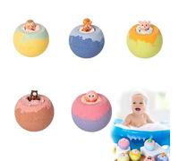 Bubbly Bath Bombs,Fruit Flavor Bath Bombs with Toys Inside,Natural Colorful Bubble Fizzies with Toys Inside, Easter Egg Bath Bombs for Kids (5pcs)