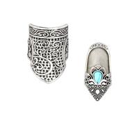 BUBEFSKD 2Pcs Vintage Metal Thimble Finger Protector Finger Tip Guard For Hand Quilting Embroidery Tailoring Needlework Sewing Decorative Metal Thimble For Embroidery