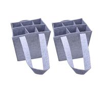 BUBEFSKD 2Pieces Reusable 6 Bottle Wine Bag Thick Felt Fabric with Internal Dividers for Secure Transporting Beer Champagne Wine Bottle Protectors Bag