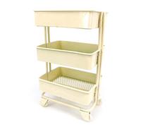 BUBEFSKD 3 Tiers Trolley Storage Rack Iron Rolling Bookshelf Collection Accessories Miniature Cart For Kid Shelf Bookshelf Display Rack Decoration