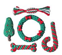 BUBEFSKD 5 Pcs Christmas Theme Dog Chew Toy Rope Body Interactive For Puppy Breed Reducing Bore Dog Chew Toys For Home Gift Teething Toys