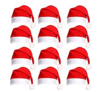 BUBEFSKD Christmas Hat 12 Pack Plush Santa Hats For Christmas Costume Party Supplies Plush Santa Hat