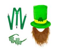 BUBEFSKD Green Hat And Beard For Irish Festival Celebration Costume Jewelry For Parades Participants Themed Party Accessories Festival Party Supplies
