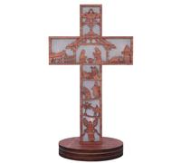 BUBEFSKD Handmade Wood Crosses Christ Ornaments Crucifix Religious Charm Office Standing Pendant Making Standing Table Cross