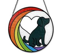 BUBEFSKD Heartwarming Dog Loss Sympathy Gift Unique Stained Glass Window Hanging Sun Catchers Pet Remembrances For Devote Dogs Dog Bereavement