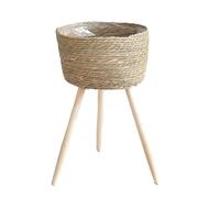 BUBEFSKD Lightweight Woven Floor Vase Pots Holder Display Flower Basket Rack For Balconies Office Living Room Decoration Creative Pots Frame Straw Woven Basket