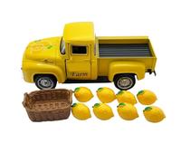 BUBEFSKD Miniature Lemon Truck Decor Retro Alloy Vehicle Model With Fruit Basket Vintage Kitchen & Bookshelf Decoration Farmh Vintage Miniature Car