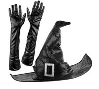 BUBEFSKD Modern Halloween Witch Hat With Long Glove Women Lady Twists Party Festival Carnivals Party Cosplay Twist For Delicate Male Black For Hats