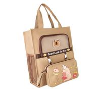 BUBEFSKD Multifunctional Top Handle Bag Cartoon Print Books Detachable Pen Case Lovely School with Side Pockets for Girl Canvas Detachable Pen Case Girls Cartoon Print Books with Side Pockets