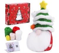 BUBEFSKD Needle Felting Package Christmas Dolls Toy Handmade Craft Non Finished Wool Felt Starter with Tools Needle Felting for Kids