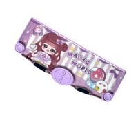 BUBEFSKD Novelty Pencil Box with Scissors Sharpener Timetable Finger Wrap Tape Clear Ruler Eraser for Children Boy Girl Waterproof Pen Box