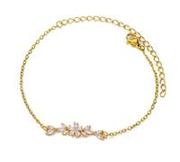 BUBEFSKD Sparkling Zirconia Flower Leaf Luxurious Zirconia Embellished With Floral Leaf Detail For Women Girls Women Jewelry