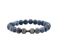 BUBEFSKD Stretch Rope Strands For Men Featuring Natural Elegant Lavaed Stone And Dumbbell Charm Daily Use Casual Wear Energy