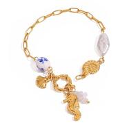 BUBEFSKD Stylish Minimalist Sea Star Conch Shell Pendant Adjustable Wrist Chain Fashionable Jewellery Piece Lightweight Acrylic Pearls