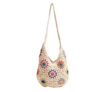 BUBEFSKD Women Beach Bag Knitted Shoulder Fashion Handbag Flowers Crossbody Crochet Vacation For Travel Everyday Women Beach Knitted Crossbody Flowers Shoulder Fashion Handbag