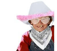 BUBEFSKD Women Cowboy Hat Wide Brim Cowgirl Hat Handkerchief Heart-shape Sunglasses Set Bachelorette Party Hats For Bridal Cowboy Hats For Women Girl