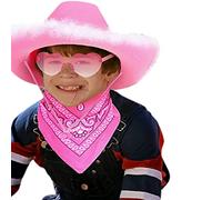 BUBEFSKD Women Cowboy Hat Wide Brim Cowgirl Hat Handkerchief Heart-shape Sunglasses Set Bachelorette Party Hats For Bridal Cowboy Hats For Women Girl