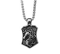 BUBGDYFO Vintage Unicorn NecklaceStainless Steel Horse Necklace for Men: Embolden Jewelry's Galloping Pendant - A Dazzling Piece of Horse Jewelry for Boys and Men, Sterling Silver, No Gemstone