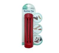 bubimex - Teething Toy - Dog Chew Toy - Stuffing with Stick Treats - Teeth Cleaning - Gum Massager - Strong and Flexible TPR Rubber - 19x5x5cm - Red