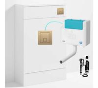 Bubly Bathrooms™ 500mm Wc Unit & Bottom-Entry Concealed Cistern - Square Brushed Brass Dual Flush Plate