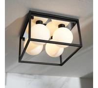 Bubly Bathrooms Angular Ip44 Black Framed Bathroom Ceiling Light With Opal Glass Orbs For G9 Led Bulbs