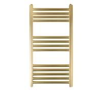 Bubly Bathrooms Brushed Brass 1200X400mm Vertical Towel Radiator Ladder Rail Dual Fuel Compatible