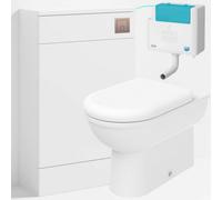 Bubly Bathrooms D Shape Back To Wall Toilet With 500mm Wc Unit & Bottom-Entry Concealed Cistern - Square Brushed Bronze Plate
