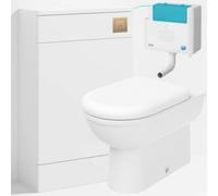 Bubly Bathrooms™ D Shape Back To Wall Toilet With 500mm Wc Unit & Bottom-Entry Concealed Cistern - Square Brushed Brass Plate