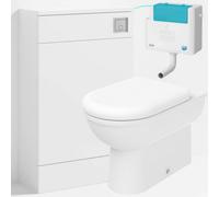 Bubly Bathrooms™ D Shape Back To Wall Toilet With 500mm Wc Unit & Side-Entry Concealed Cistern - Square Chrome Dual Flush Plate