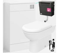 Bubly Bathrooms™ D Shape Back To Wall Toilet With 500mm Wc Unit & Universal Concealed Cistern - Chrome Square Dual Flush Plate